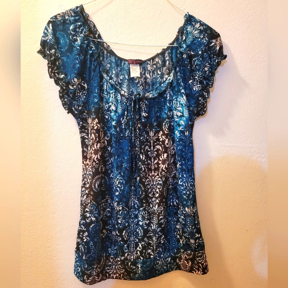 AGENDA Y2k Off Shoulder keyhole Tie sz Large Top - Picture 5 of 7